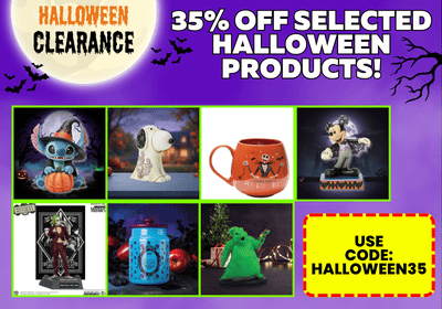 promotional banner for Halloween offers with a 35% off discount code