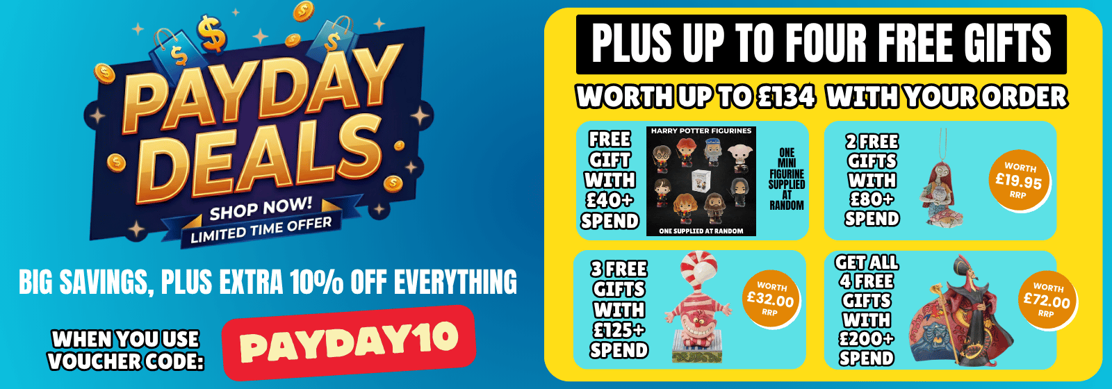 Promotional banner for Payday Deals with graphics and text on a blue and yellow background.