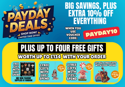 Promotional flyer for Payday Deals with savings and free gifts offer.