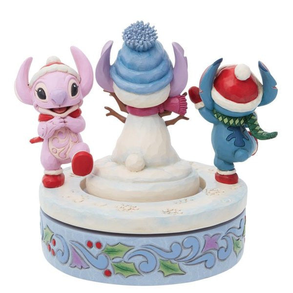 Disney Traditions Snowy Shenanigans Stitch & Angel Rotating Christmas Figurine by Jim Shore 6013061