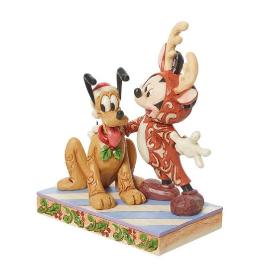 Disney Traditions Festive Friends Mickey & Pluto Christmas Figurine by Jim Shore 6013059