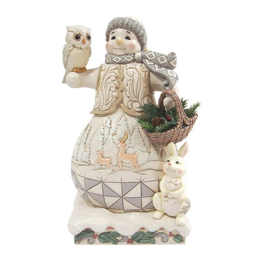 Heartwood Creek By Jim Shore Winter’s Gentle Gatherings (White Woodland Snowman With Basket) Figurine 6017168