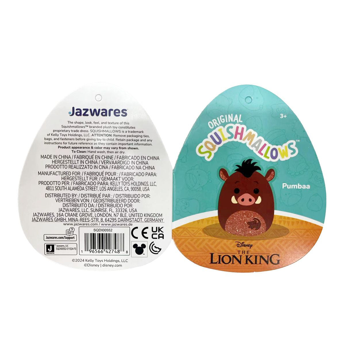 Squishmallows 8” Lion King 30th Anniversary Pumbaa (Label)