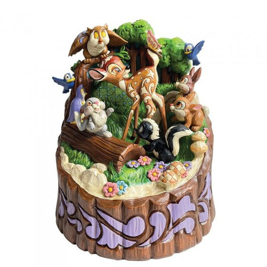 Front view of Disney Traditions Bambi Carved by Heart Figurine