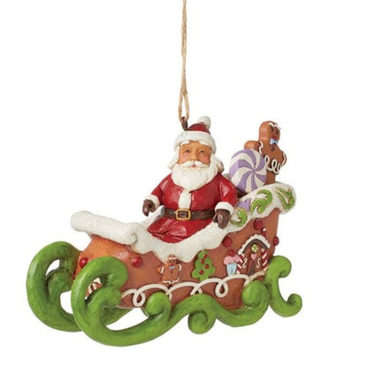 Heartwood Creek By Jim Shore Gingerbread Santa In Sleigh Hanging Ornament 6015508