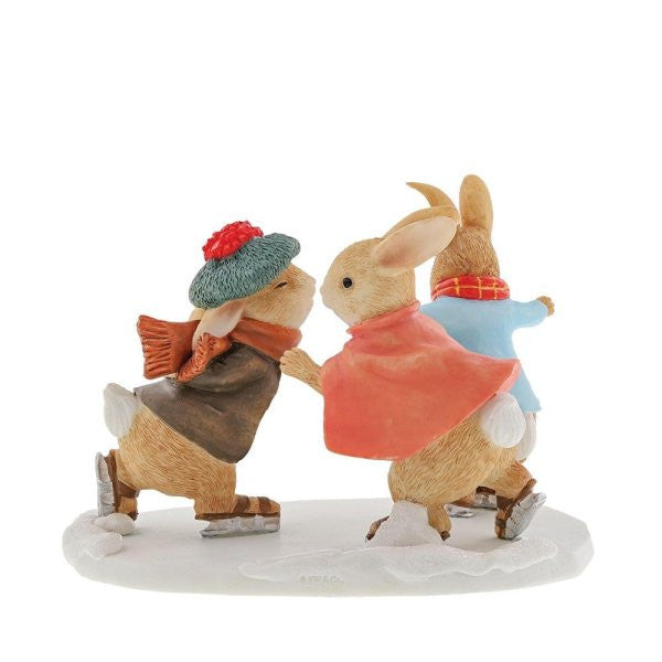 Beatrix Potter Peter, Benjamin and Flopsy Skating Christmas Figurine A31050