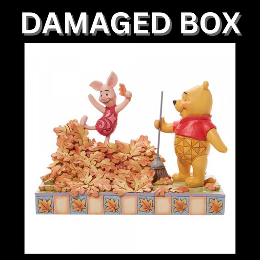 DAMAGED BOX - Disney Traditions Jumping into Fall - Piglet and Pooh Autumn Leaves Figurine