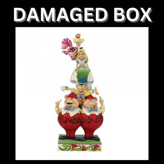 DAMAGED BOX - Disney Traditions We're All Mad Here - Stacked Alice in Wonderland Figurine