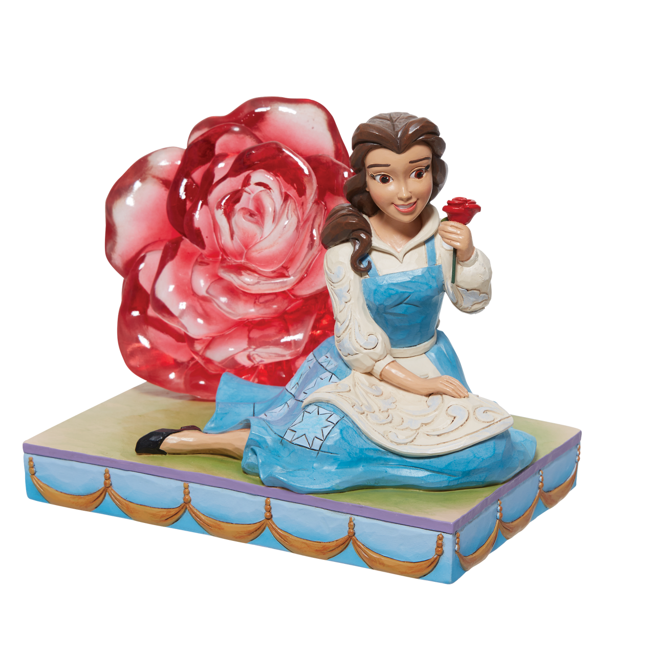 Disney Traditions Belle with Clear Resin Rose Figurine By Jim Shore 6011924