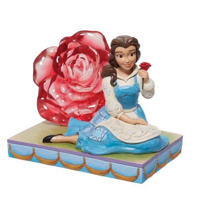 Disney Traditions Belle with Clear Resin Rose Figurine By Jim Shore 6011924