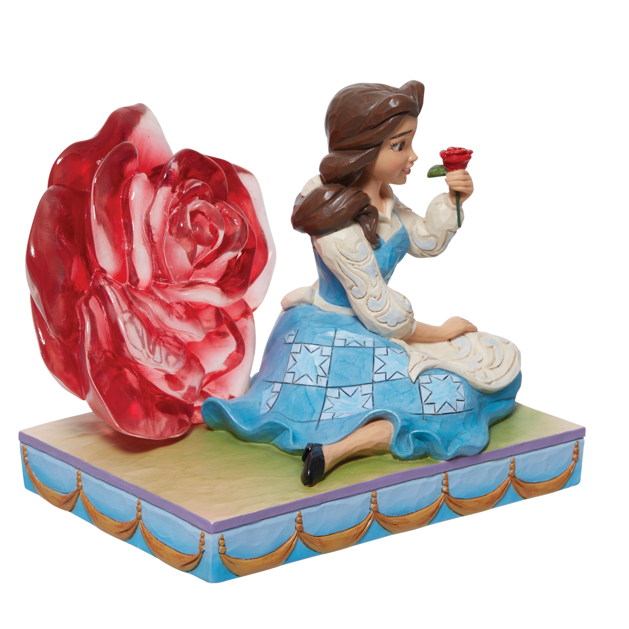 Disney Traditions Belle with Clear Resin Rose Figurine By Jim Shore 6011924