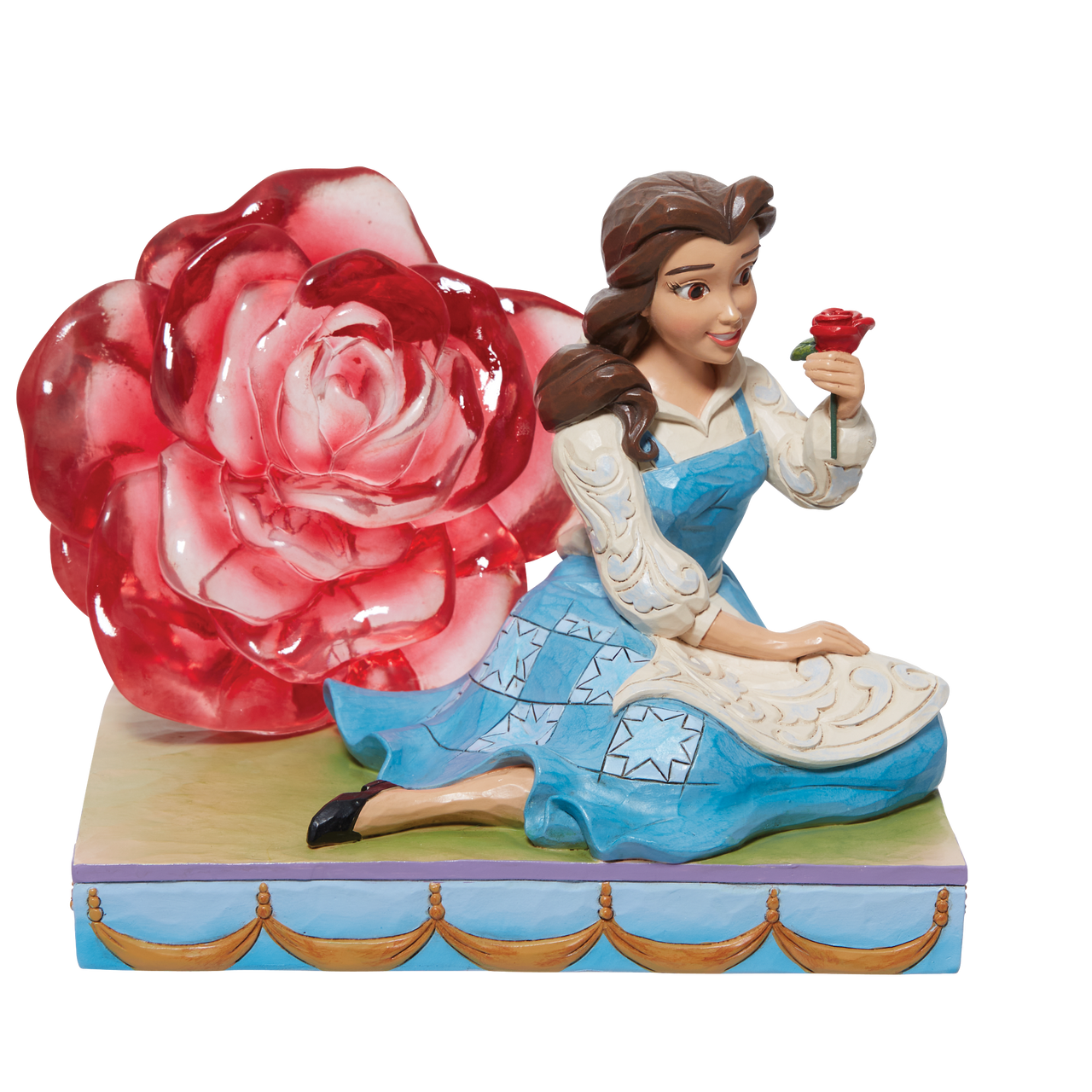 Disney Traditions Belle with Clear Resin Rose Figurine By Jim Shore 6011924