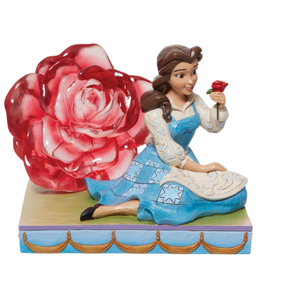 Disney Traditions Belle with Clear Resin Rose Figurine By Jim Shore 6011924