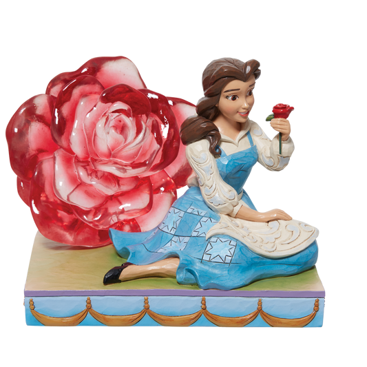 Disney Traditions Belle with Clear Resin Rose Figurine By Jim Shore 6011924