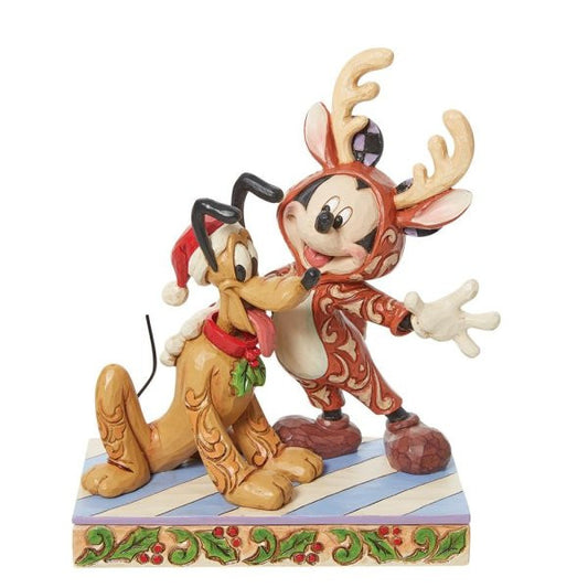 Disney Traditions Festive Friends Mickey & Pluto Christmas Figurine by Jim Shore 6013059