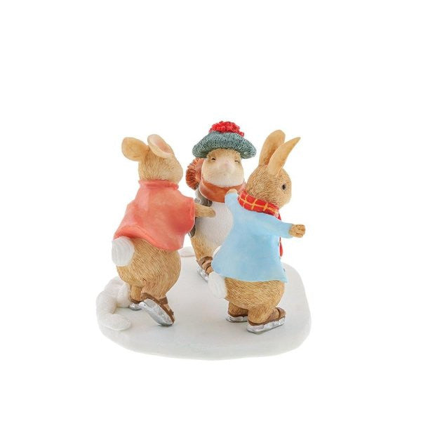 Beatrix Potter Peter, Benjamin and Flopsy Skating Christmas Figurine A31050