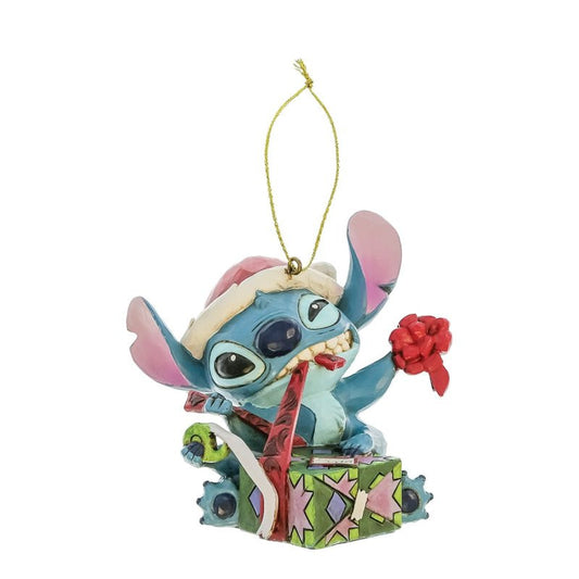 Disney Traditions Stitch Unwrapping Christmas Gift Hanging Ornament By Jim Shore 6017545