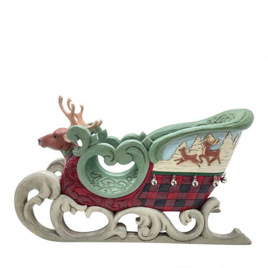 christmas santa sleigh pulled by deer