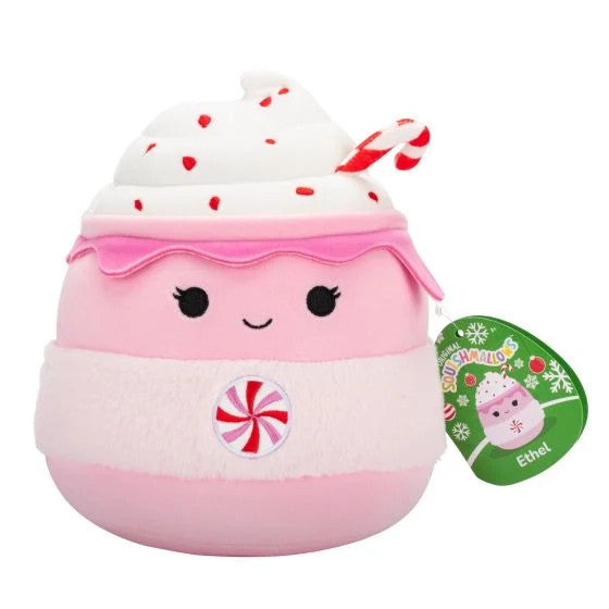 Squishmallows Ethel the Pink Candy Cane Hot Chocolate