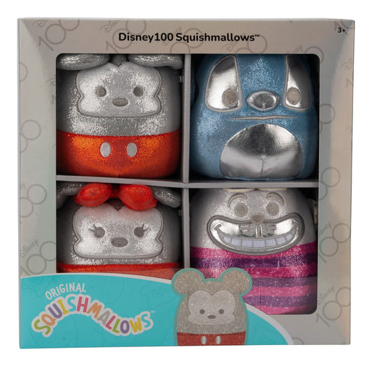 Squishmallows 5” Disney 100th Anniversary 4 Pack - Mickey Mouse, Minnie Mouse, Stitch and the Cheshire Cat