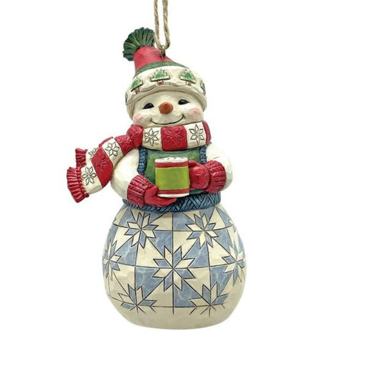 Heartwood Creek By Jim Shore Snowman With Cocoa Hanging Ornament 6015543