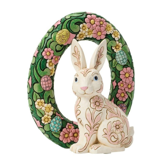 Heartwood Creek Bunny Wreath Figurine By Jim Shore