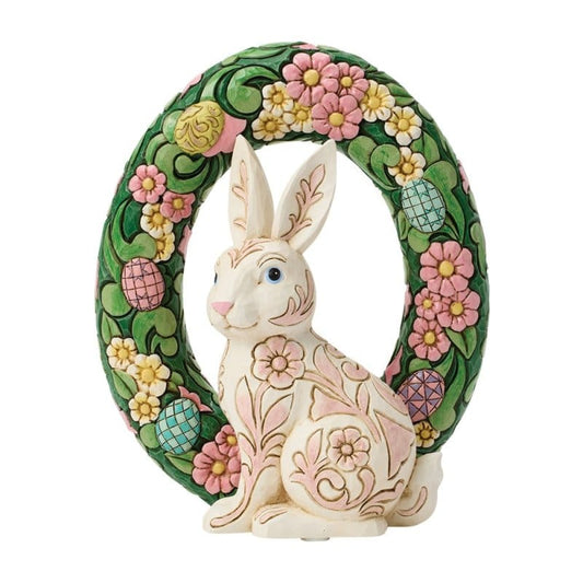 Heartwood Creek Bunny Wreath Figurine By Jim Shore