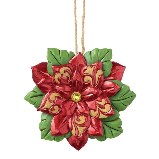 Heartwood Creek Legend Christmas Poinsettia Hanging Ornament By Jim Shore