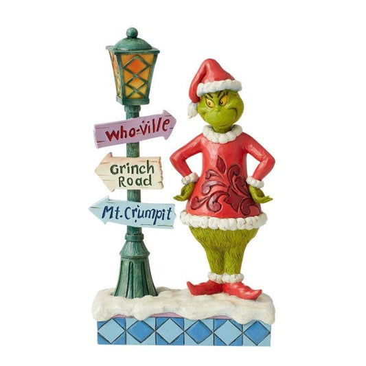 The Grinch with Street Sign Figurine By Jim Shore 6012699