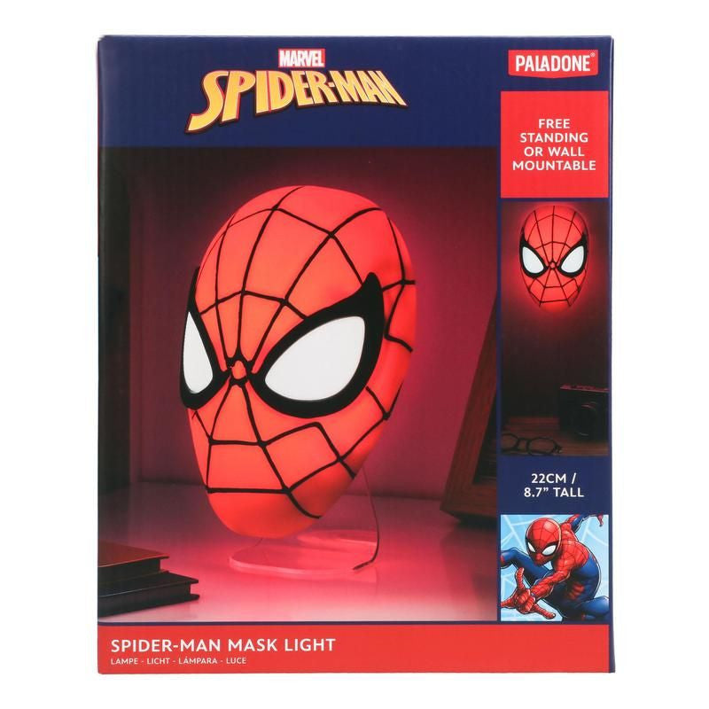 The Spiderman Mask Light by Paladone features a red and black face design inspired by Spider-Man’s mask. Officially licensed, it stands 22 cm tall, can be free-standing or wall-mounted—perfect for Marvel fans.