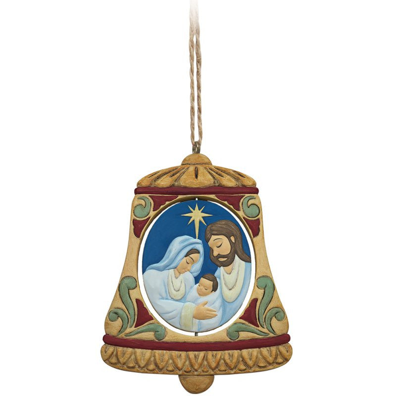 Heartwood Creek By Jim Shore Rotating Holy Family In Bell Hanging Ornament 6017243