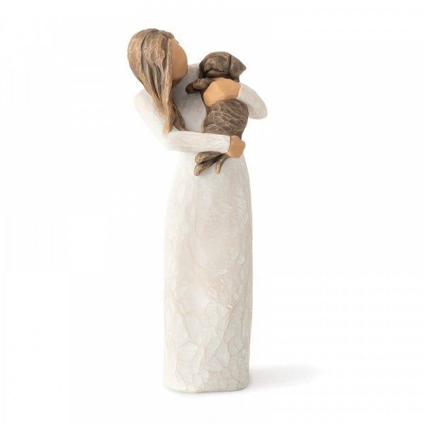 Willow Tree Figurine of a girl holding a pet dog