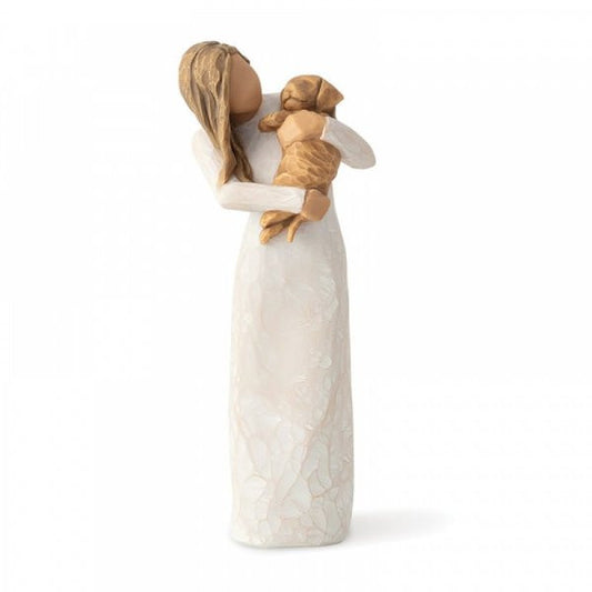 Willow Tree Figurine of a girl holding a pet dog