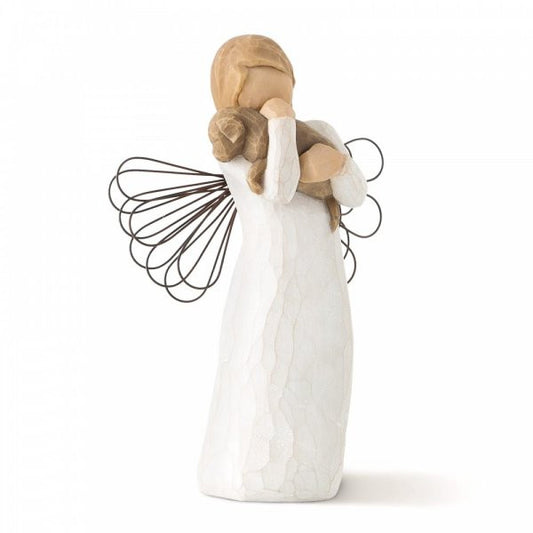 Willow Tree figurine of a person with a dog and the sentiment for those who share the spirit of friendship