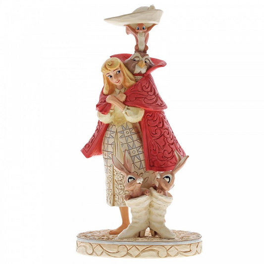 Disney Traditions Aurora from Sleeping Beauty with her forest friends in her cloak figurine