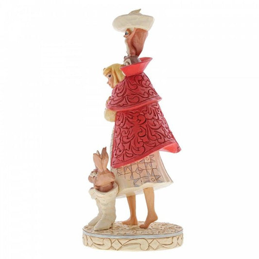 Disney Traditions Aurora from Sleeping Beauty with her forest friends in her cloak figurine