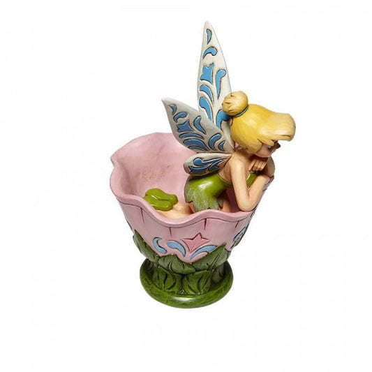 Disney Traditions Tinker Bell from Peter Pan in a Pink Flower, shaped as a teacup figurine