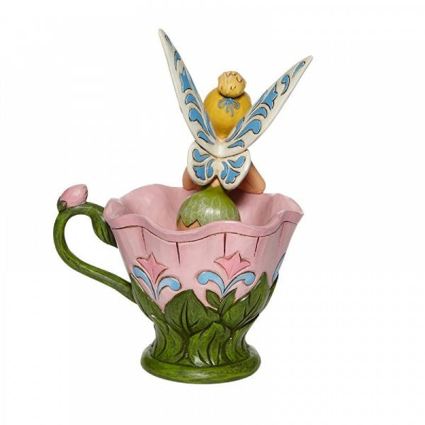 Disney Traditions Tinker Bell from Peter Pan in a Pink Flower, shaped as a teacup figurine