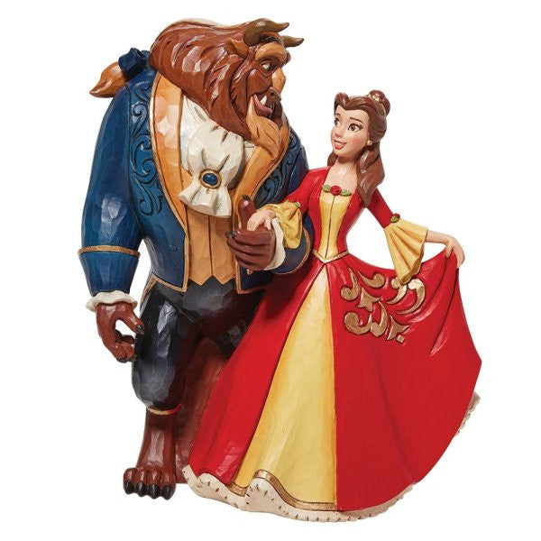 Disney Traditions Beauty & the Beast Enchanted Christmas Figurine By Jim Shore