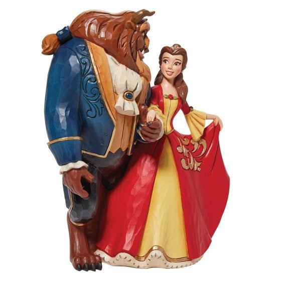 Disney Traditions Beauty & the Beast Enchanted Christmas Figurine By Jim Shore