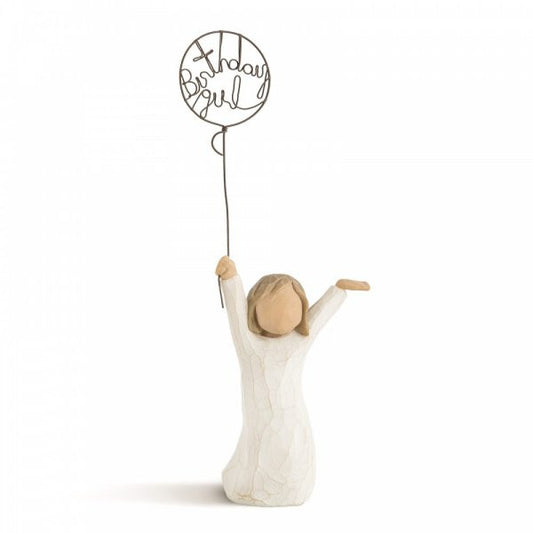 Willow Tree figurine depicting a girl holding a birthday balloon.