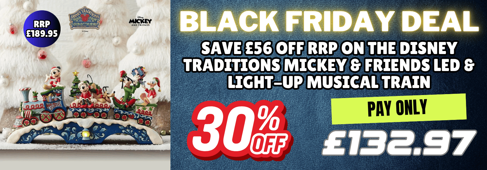 Poster advertising a Black Friday Offer of 30% off on a Disney Traditions figurine
