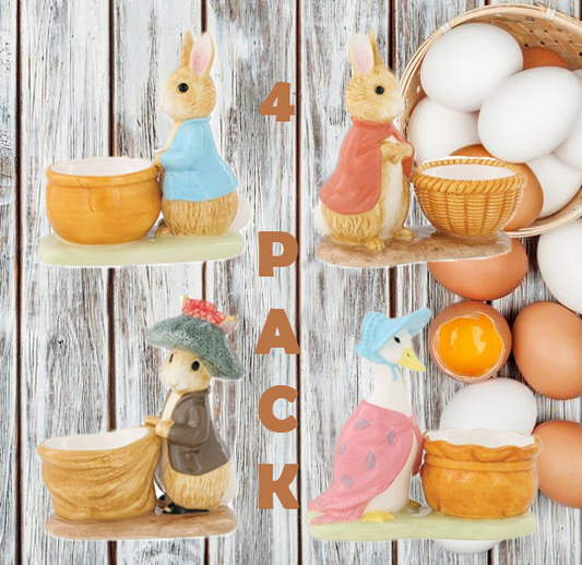 Beatrix Potter Pack of 4 Egg Cups (Peter Rabbit, Flopsy Bunny, Jemima Puddle Duck, Benjamin Bunny)