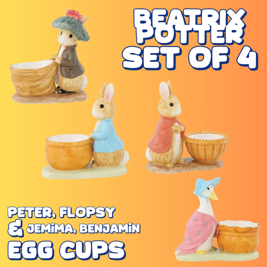 Beatrix Potter Egg Cups Set of 4 (Peter, Flopsy, Jemima, Benjamin)
