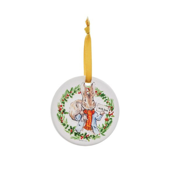 Peter Rabbit Ceramic Hanging Ornaments (Set of 4) - Peter rabbit posting a letter.