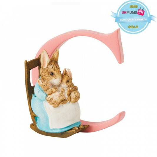 Beatrix potter freestanding alphabet letter C - "Mrs. Rabbit and Bunnies figurine