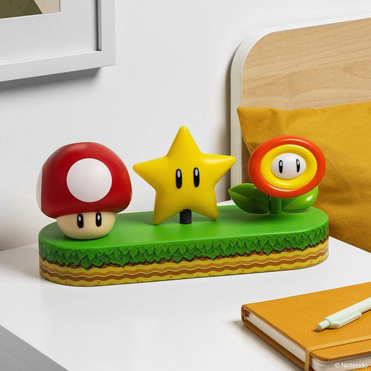 Super Mario Icons (Mushroom, Super Star & Fire Flower) Light By Paladone