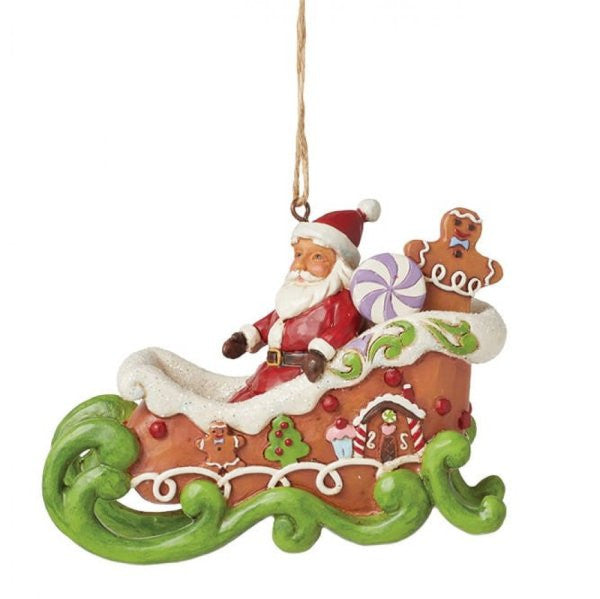 Heartwood Creek By Jim Shore Gingerbread Santa In Sleigh Hanging Ornament 6015508