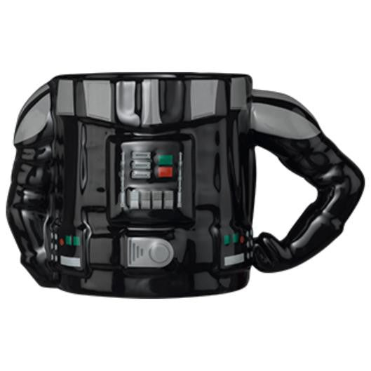 The Star Wars Darth Vader 3D Sculpted Mug by EXG is a black ceramic mug designed after Vader’s chest and arms, featuring a bent-arm handle. Officially licensed by Lucasfilm, it’s perfect drinkware for any Star Wars fan.