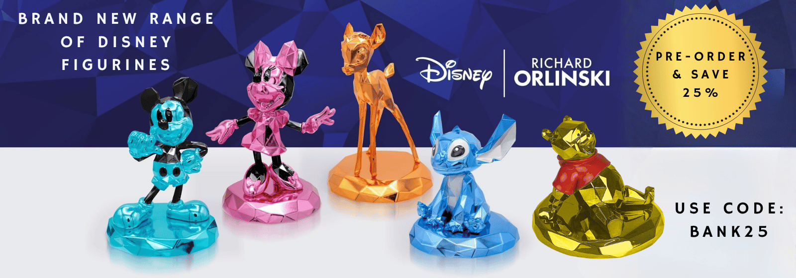 promotional banner advertising the new range of Disney by Richard Orlinski figurines
